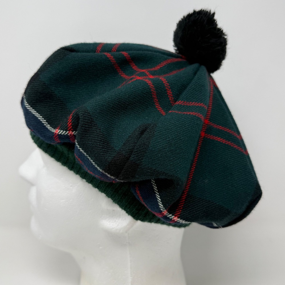 D. McArthur of Scotland Pure New Wool Tartan Plaid Tam O Shanter Beret Hat Pom